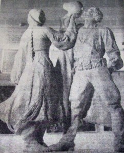 Hektor Dule, Në Udhët e Luftës, plaster version, photo by A. Kruti in Drita, 8 September 1975. 