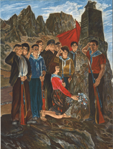 Edison Gjergjo, Lavdi Deshmoreve, no date [before 1969], oil on canvas